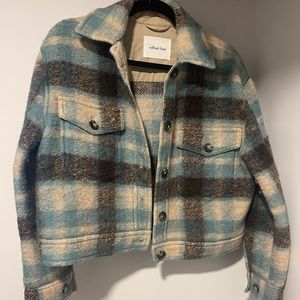 Aritzia Wilfred Free Autumn Wool Cropped Shirt Jacket Shacket Plaid Small